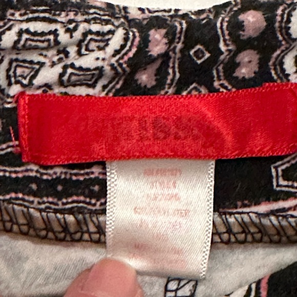 Kiss Pull On Stretch Pants Gathered Yoke Tapered Legs Pink Black - Picture 4 of 4